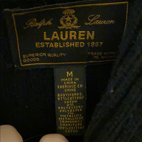 LAUREN Ralph Lauren striped cowl split neck sweater with linked clasp front - Picture 5 of 5